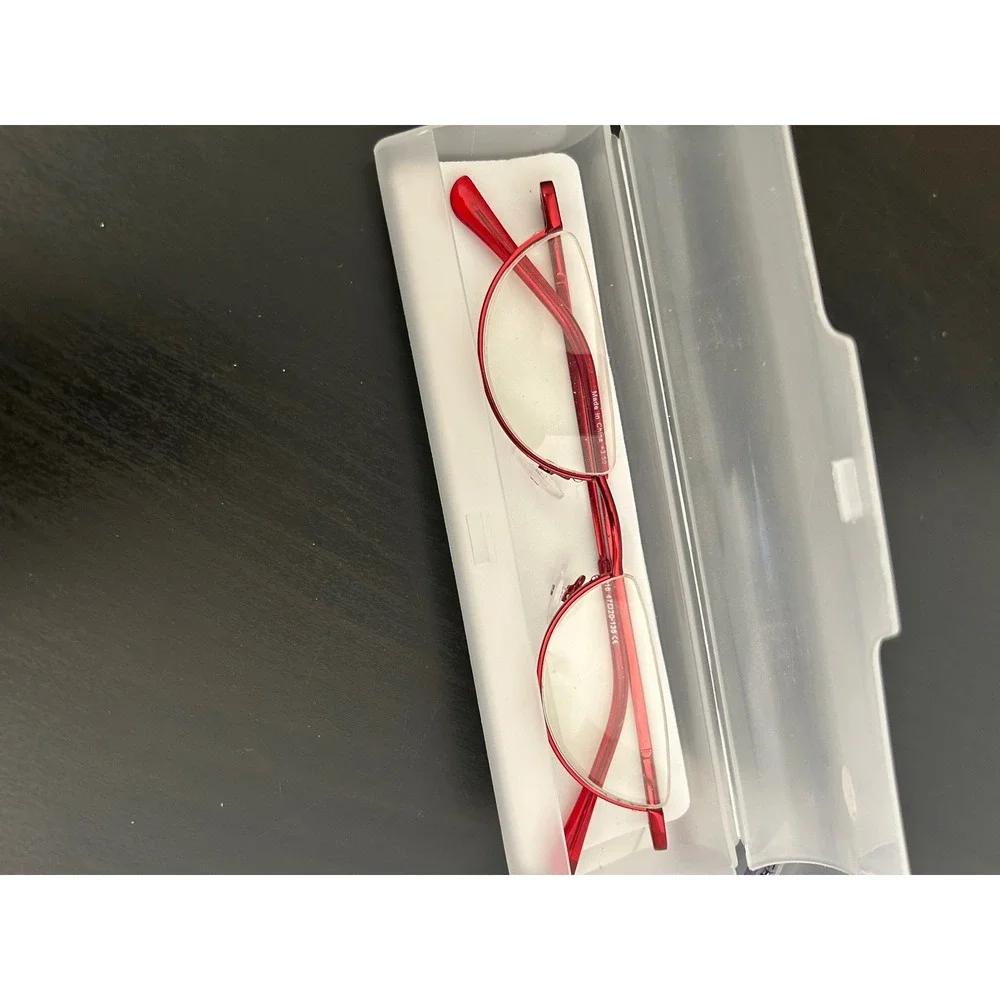 Reading Glasses Red Purple Half Moon Slim Metal Frame +3.50 Strength Lot of 2